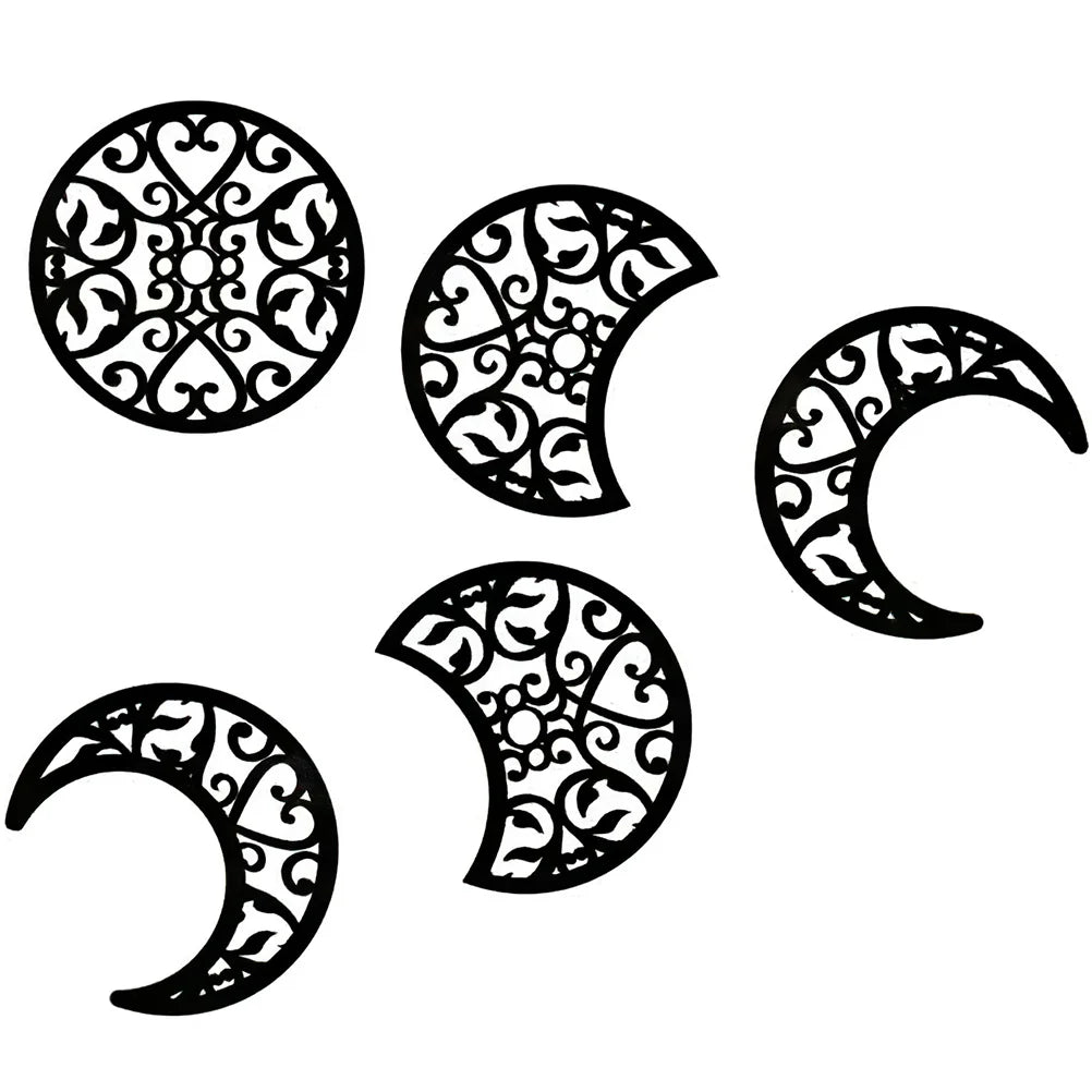 5-Piece Moon Phase Wood Wall Art