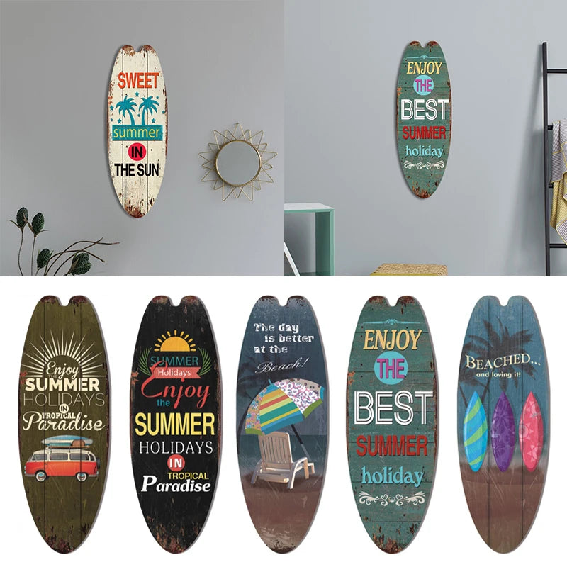Wood Surfboard Sign