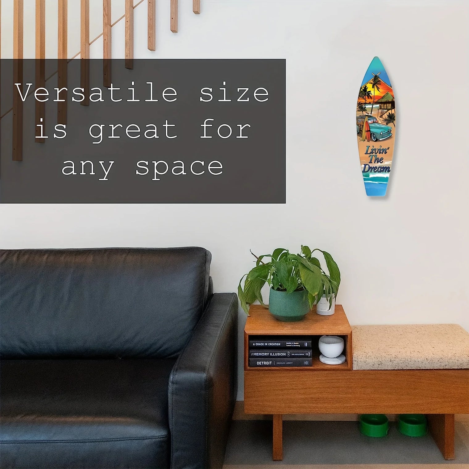 Tiki Bar Surfboard Wooden Sign