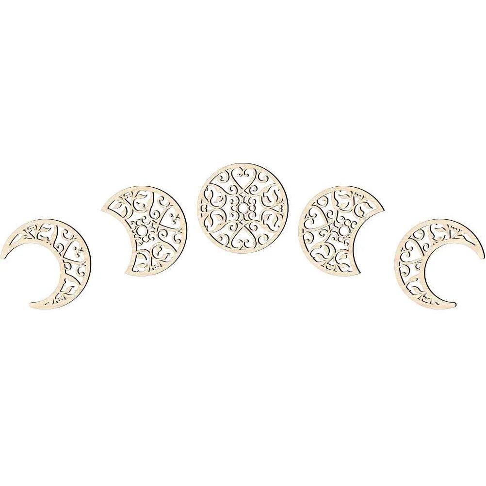5-Piece Moon Phase Wood Wall Art