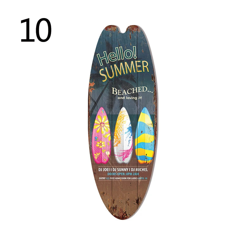 Wood Surfboard Sign