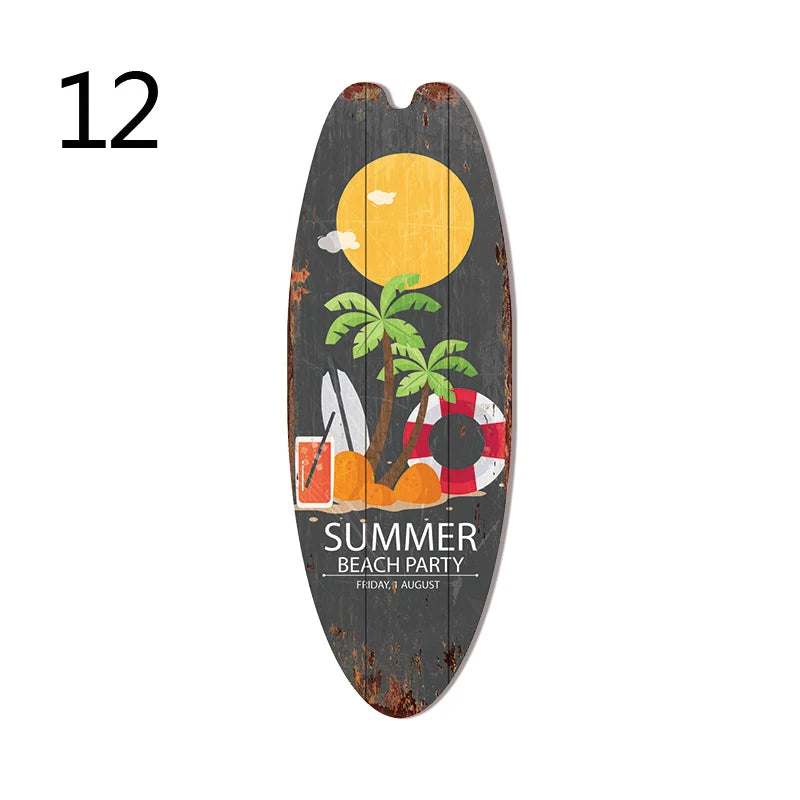 Wood Surfboard Sign