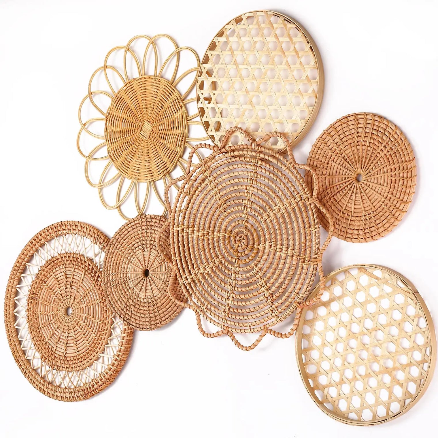 7-Piece Boho Rattan Wall Decor Set: