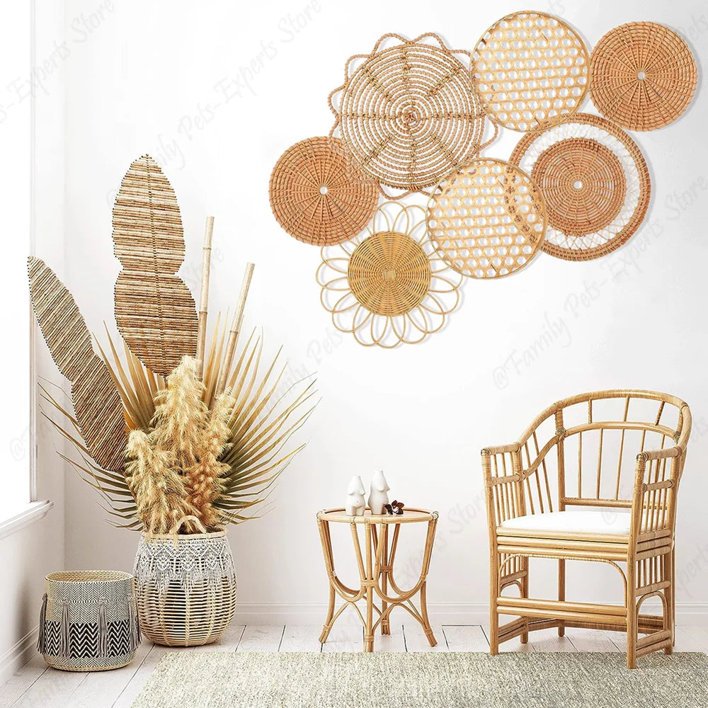 7-Piece Boho Rattan Wall Decor Set:
