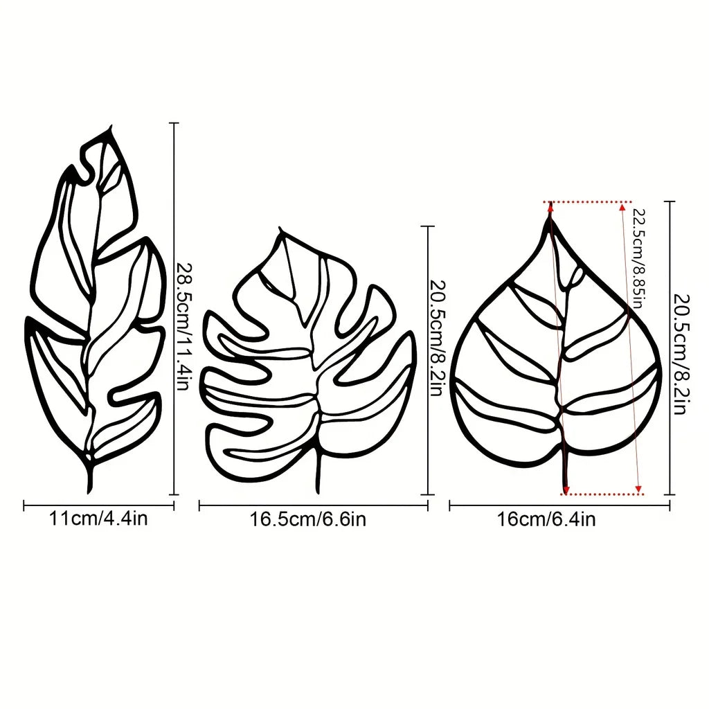 Animula Three Leaves Wall Decoration (3pcs)