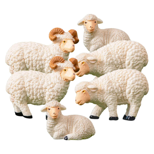 6-Piece Resin Sheep Figurine Set