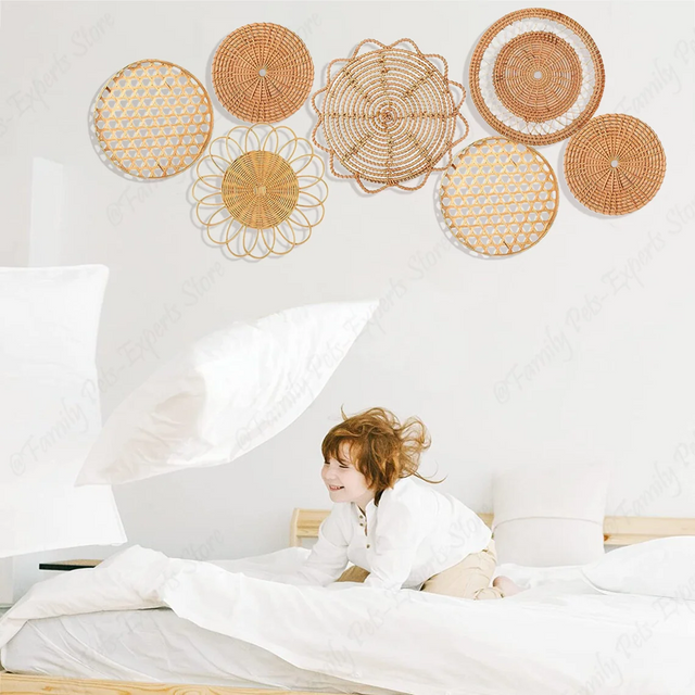 7-Piece Boho Rattan Wall Decor Set:
