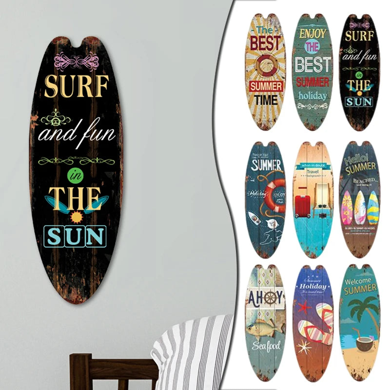 Wood Surfboard Sign