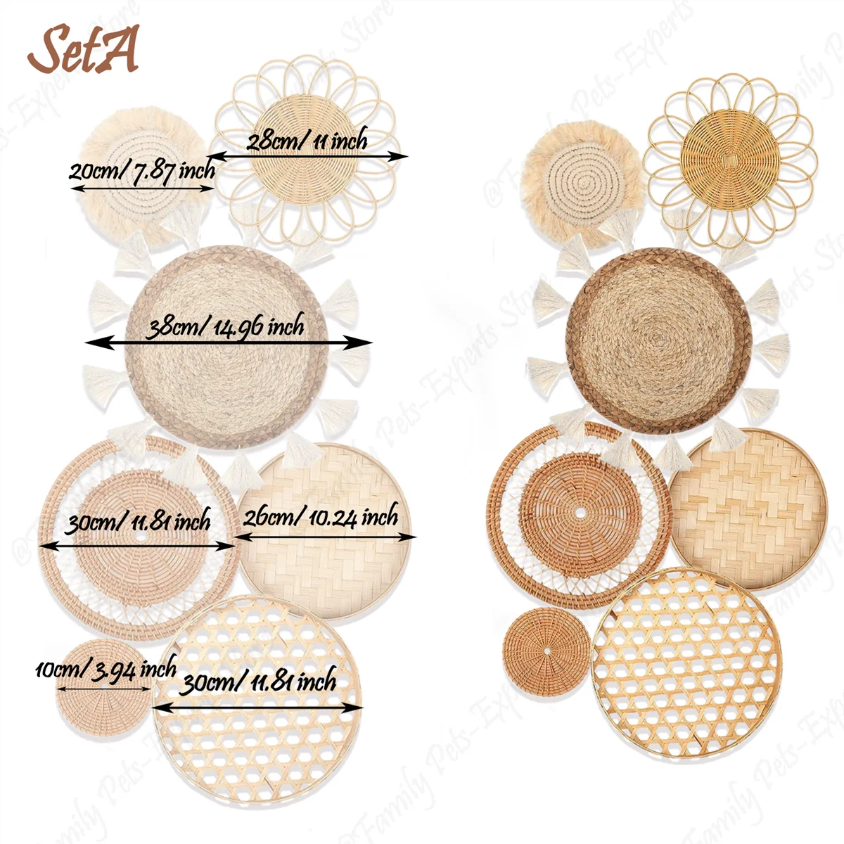 7-Piece Boho Rattan Wall Decor Set: