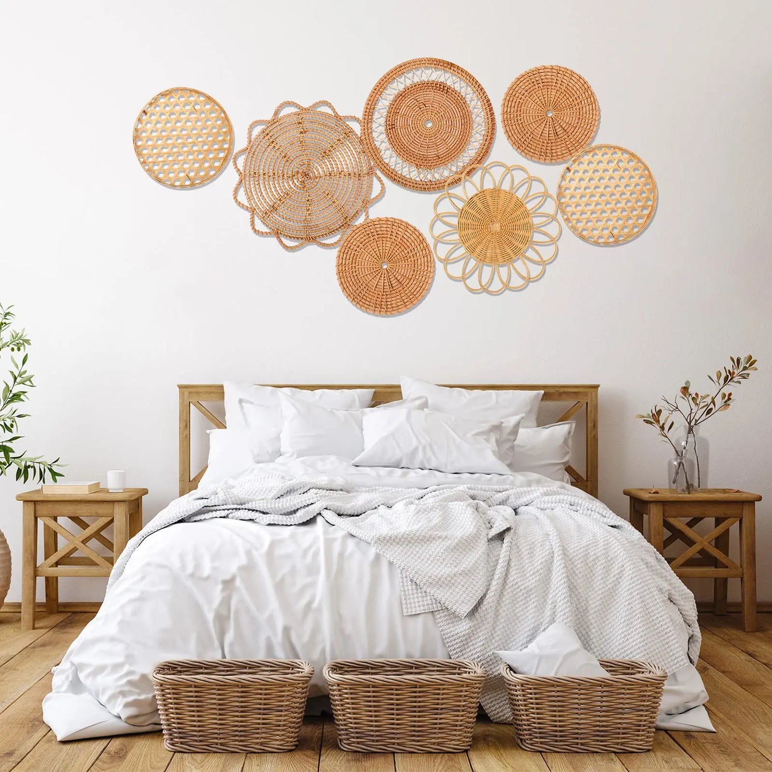7-Piece Boho Rattan Wall Decor Set: