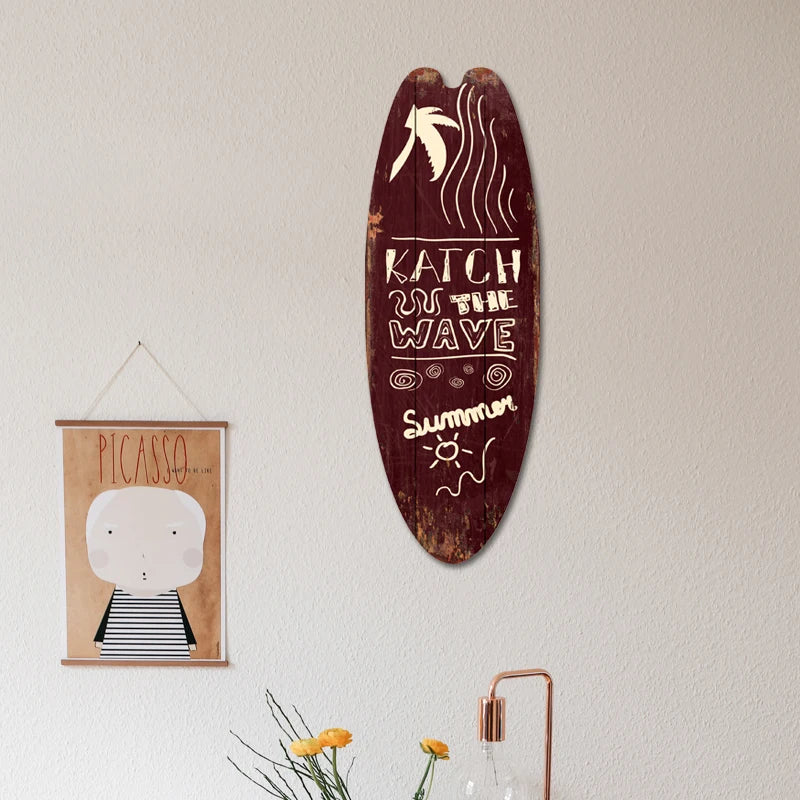 Wood Surfboard Sign
