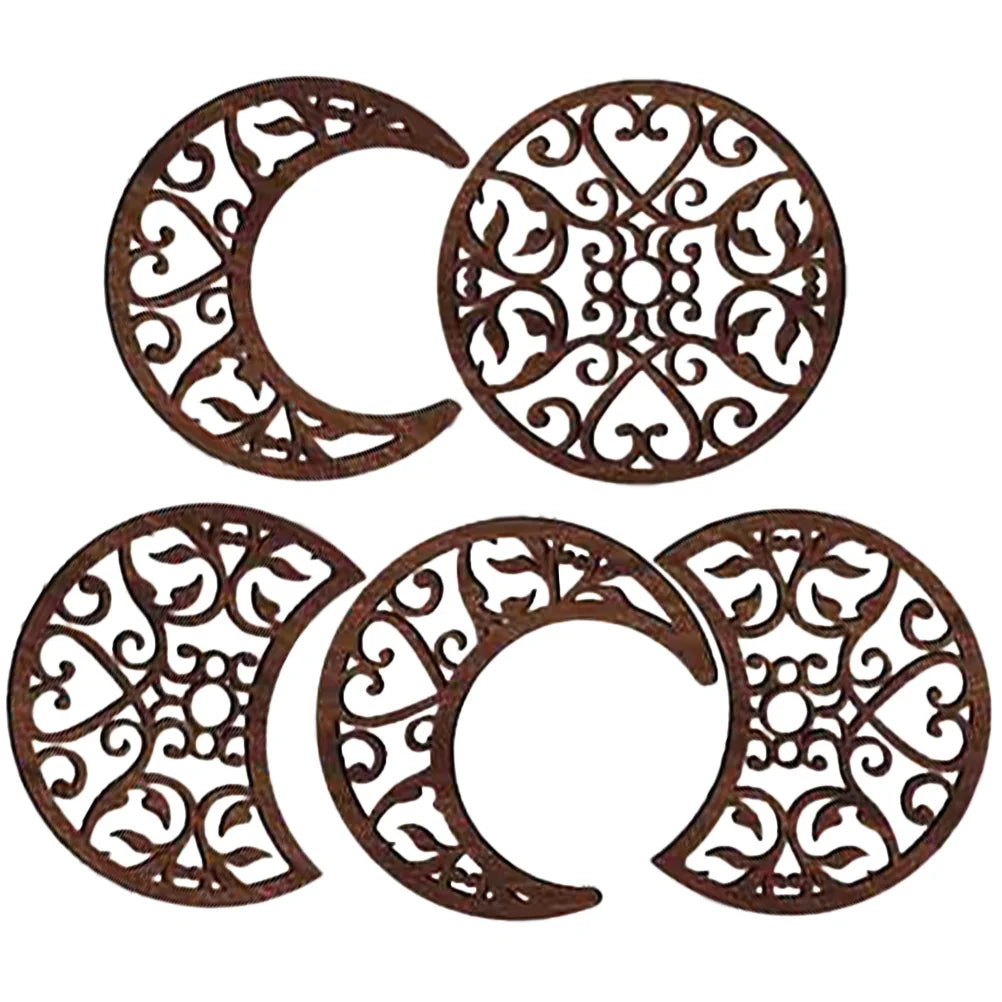 5-Piece Moon Phase Wood Wall Art