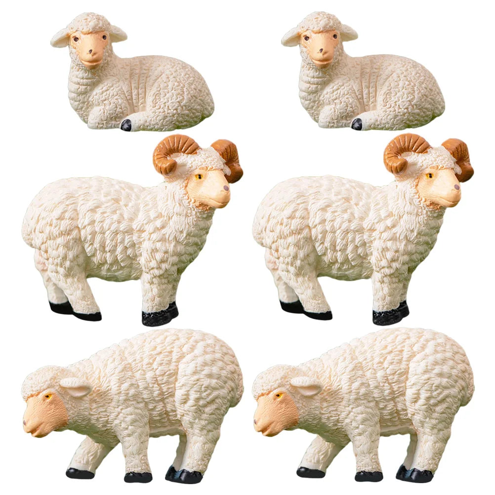 6-Piece Resin Sheep Figurine Set