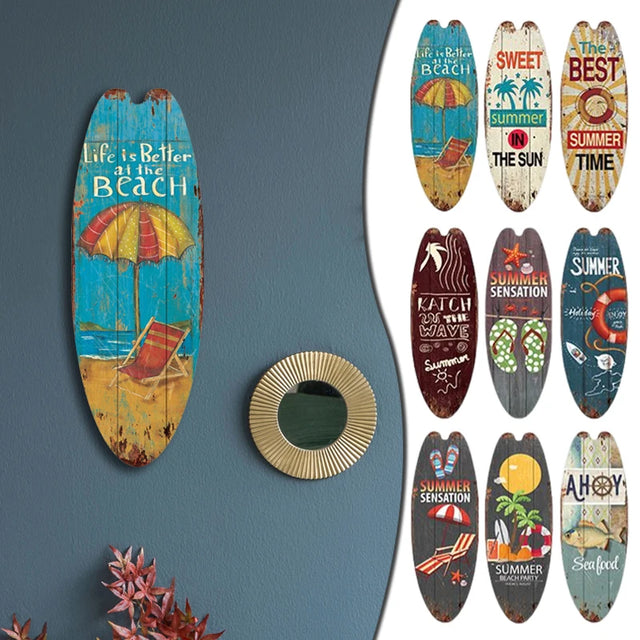 Wood Surfboard Sign