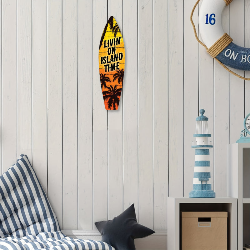 Tiki Bar Surfboard Wooden Sign