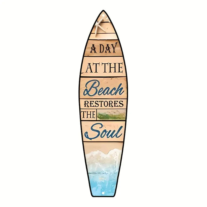 Tiki Bar Surfboard Wooden Sign