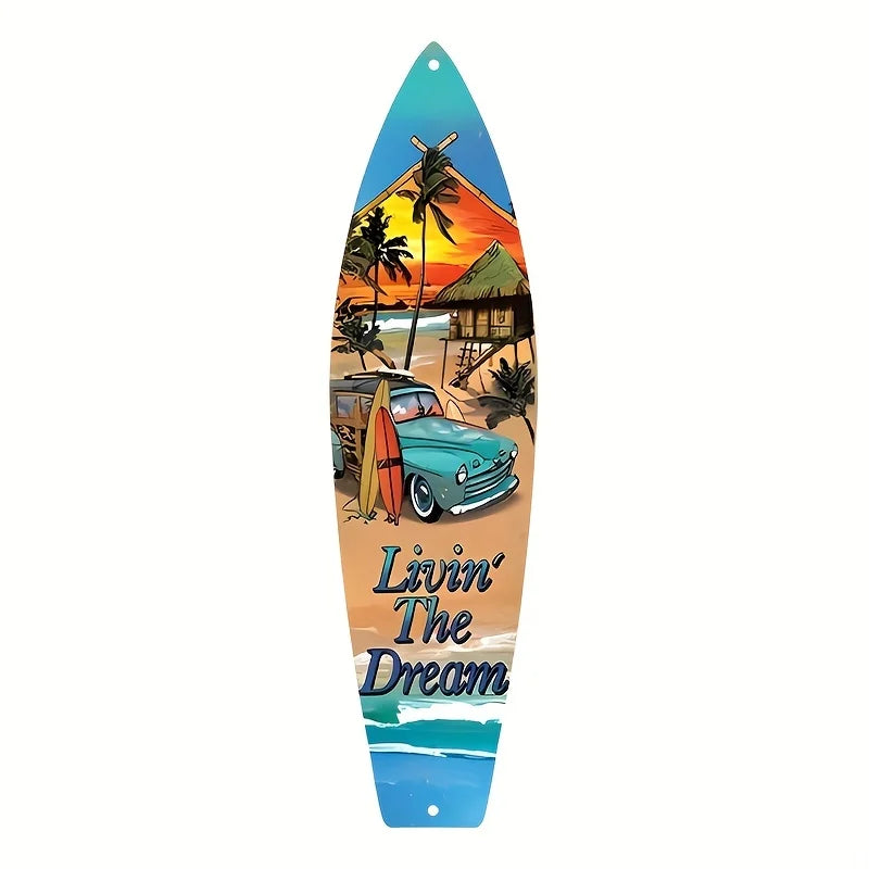 Tiki Bar Surfboard Wooden Sign
