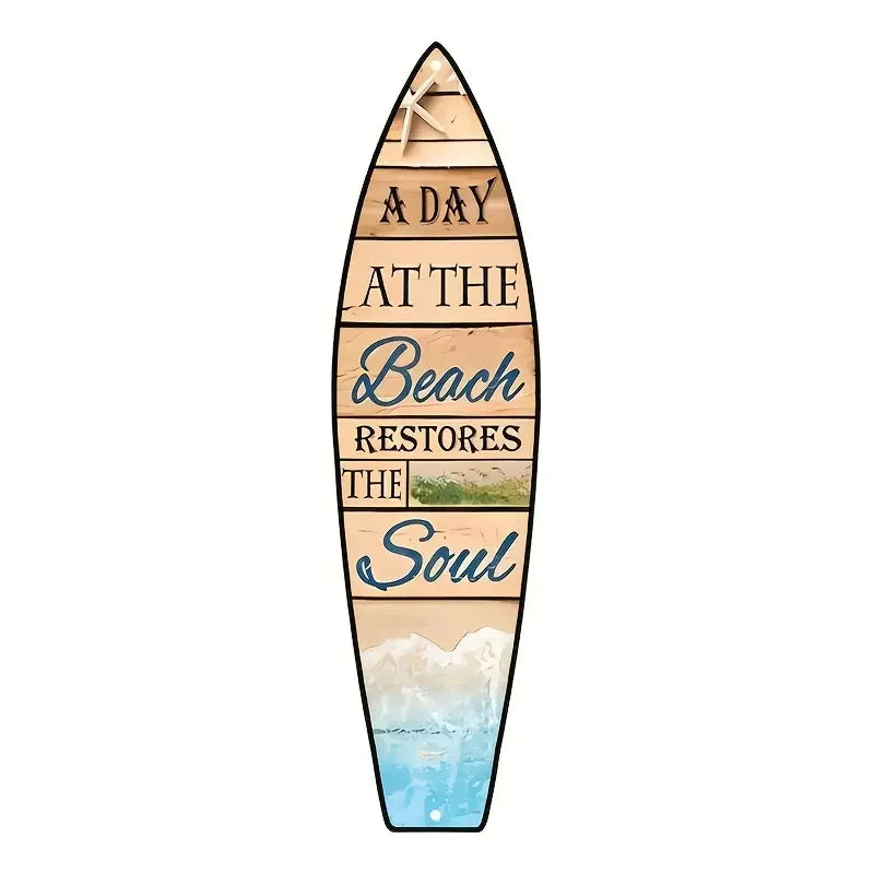 Tiki Bar Surfboard Wooden Sign