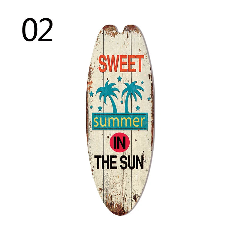 Wood Surfboard Sign