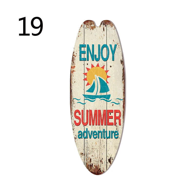 Wood Surfboard Sign