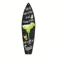 Tiki Bar Surfboard Wooden Sign