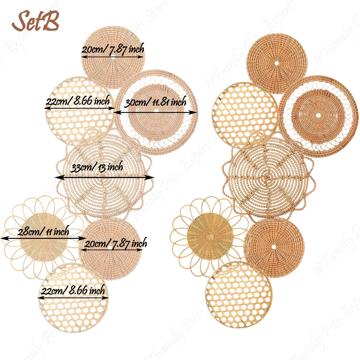 7-Piece Boho Rattan Wall Decor Set: