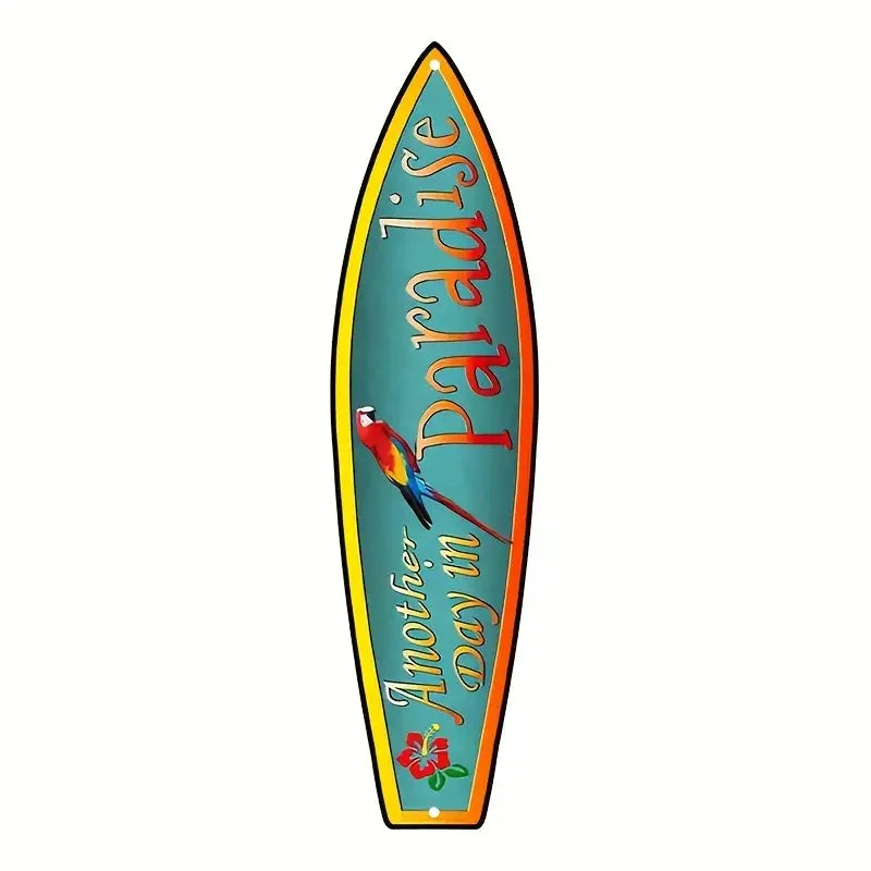 Tiki Bar Surfboard Wooden Sign
