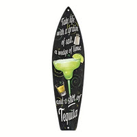 Tiki Bar Surfboard Wooden Sign