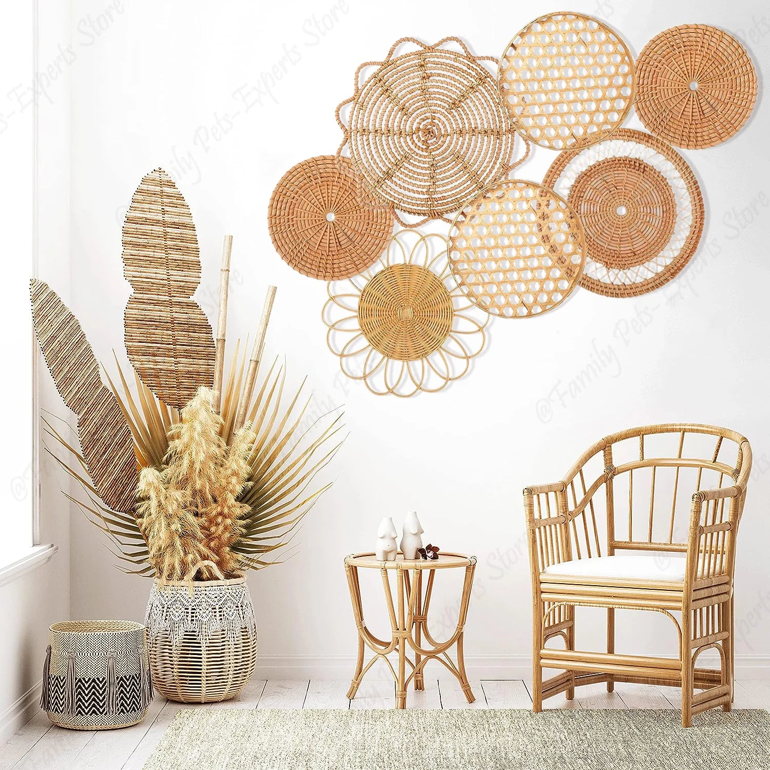 7-Piece Boho Rattan Wall Decor Set: