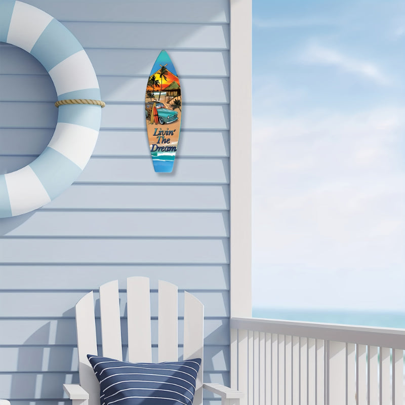 Tiki Bar Surfboard Wooden Sign