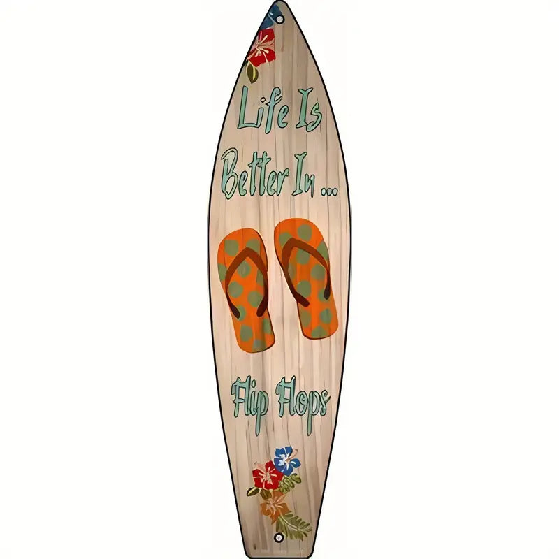 Tiki Bar Surfboard Wooden Sign