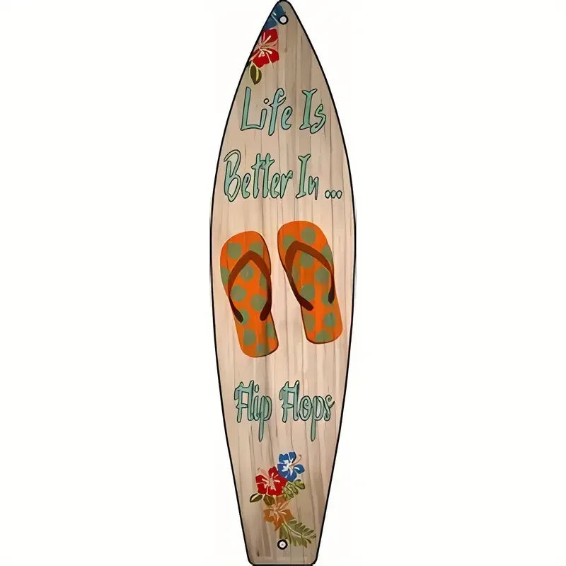 Tiki Bar Surfboard Wooden Sign