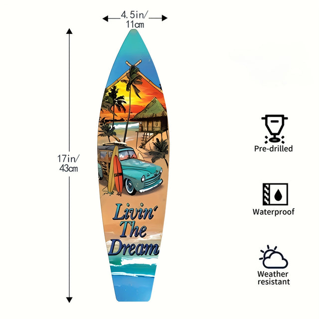 Tiki Bar Surfboard Wooden Sign
