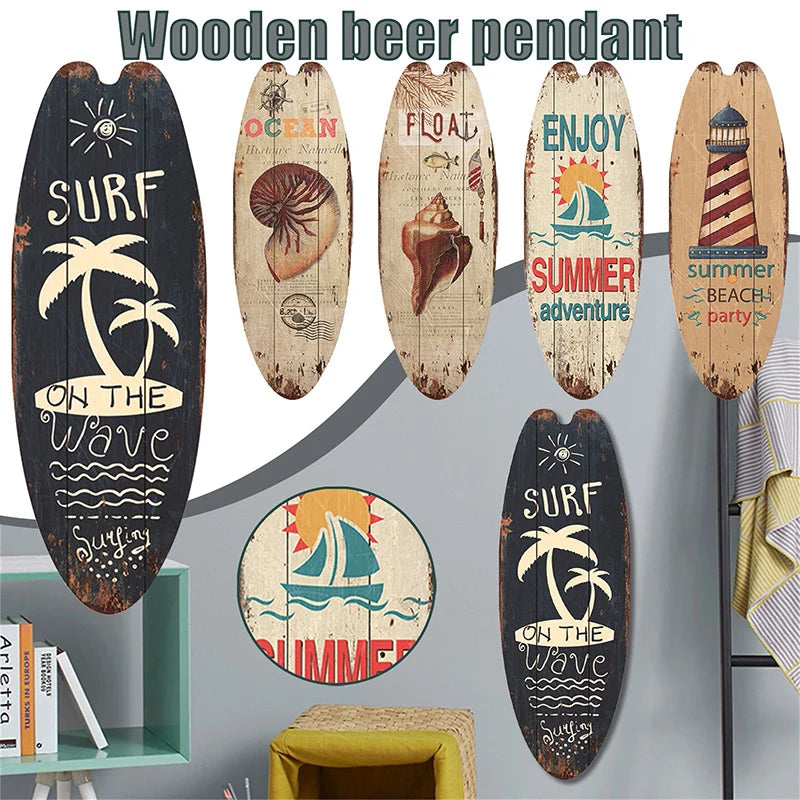 Wood Surfboard Sign