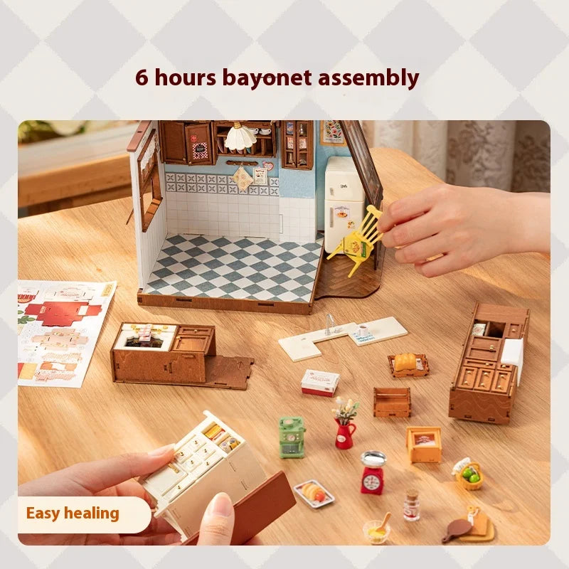 DIY Wooden Baking Hut Puzzle Toy